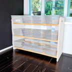 Juguetero COREVA chico blanco | 12 contenedores plásticos | Estilo Montessori moderno