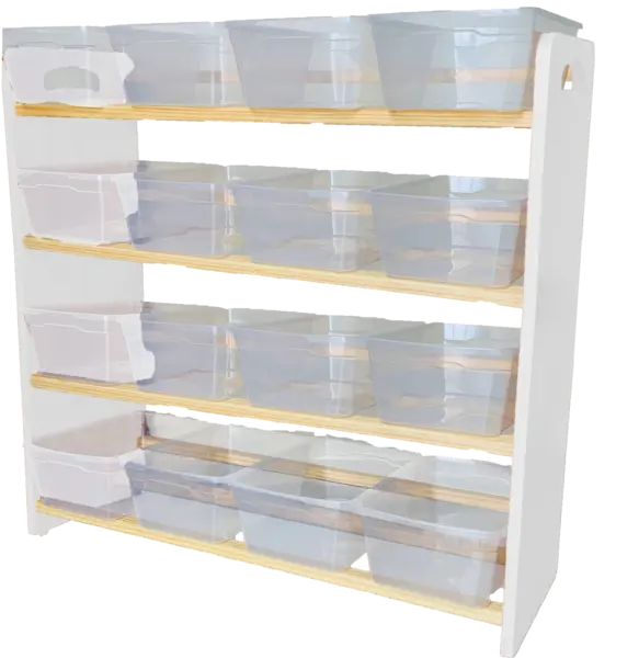Juguetero COREVA grande blanco | 16 contenedores | Organizador Montessori de gran capacidad