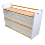 Juguetero COREVA chico con repisa | 8 contenedores | Diseño Montessori en blanco y okume