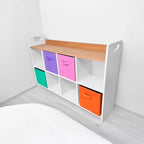 Mueble organizador de 8 cubos COREVA | Diseño moderno en MDF blanco y okume